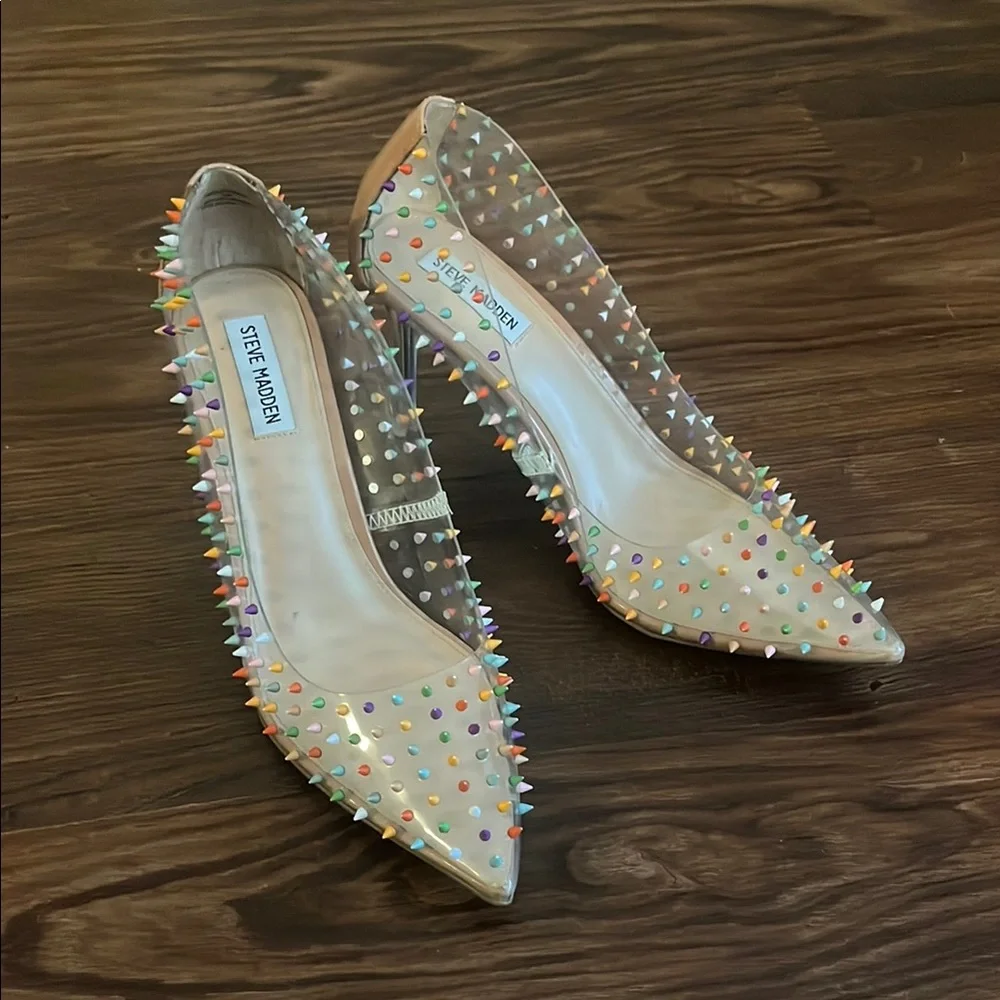 Steve Madden Clear Studded Heels - Picture 1 of 4